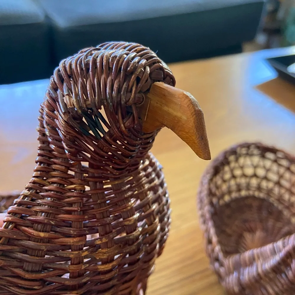 2 Vintage Wicker Birds Baskets
